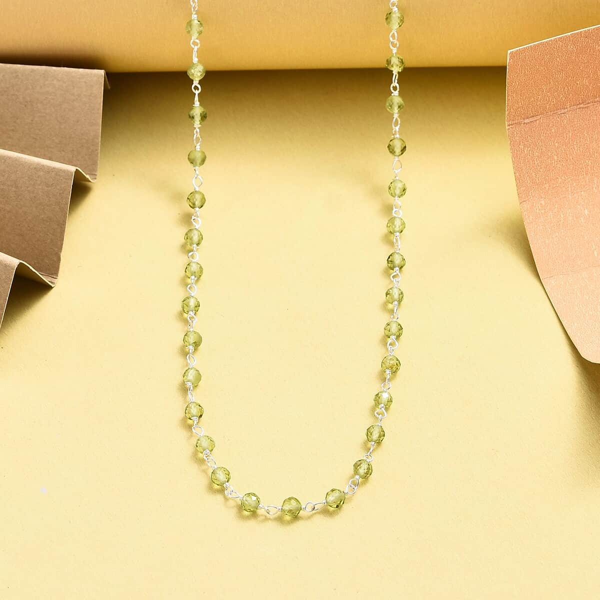 Ankur Treasure Chest Peridot Beaded Necklace 20 Inches in Sterling Silver 12.25 ctw image number 1