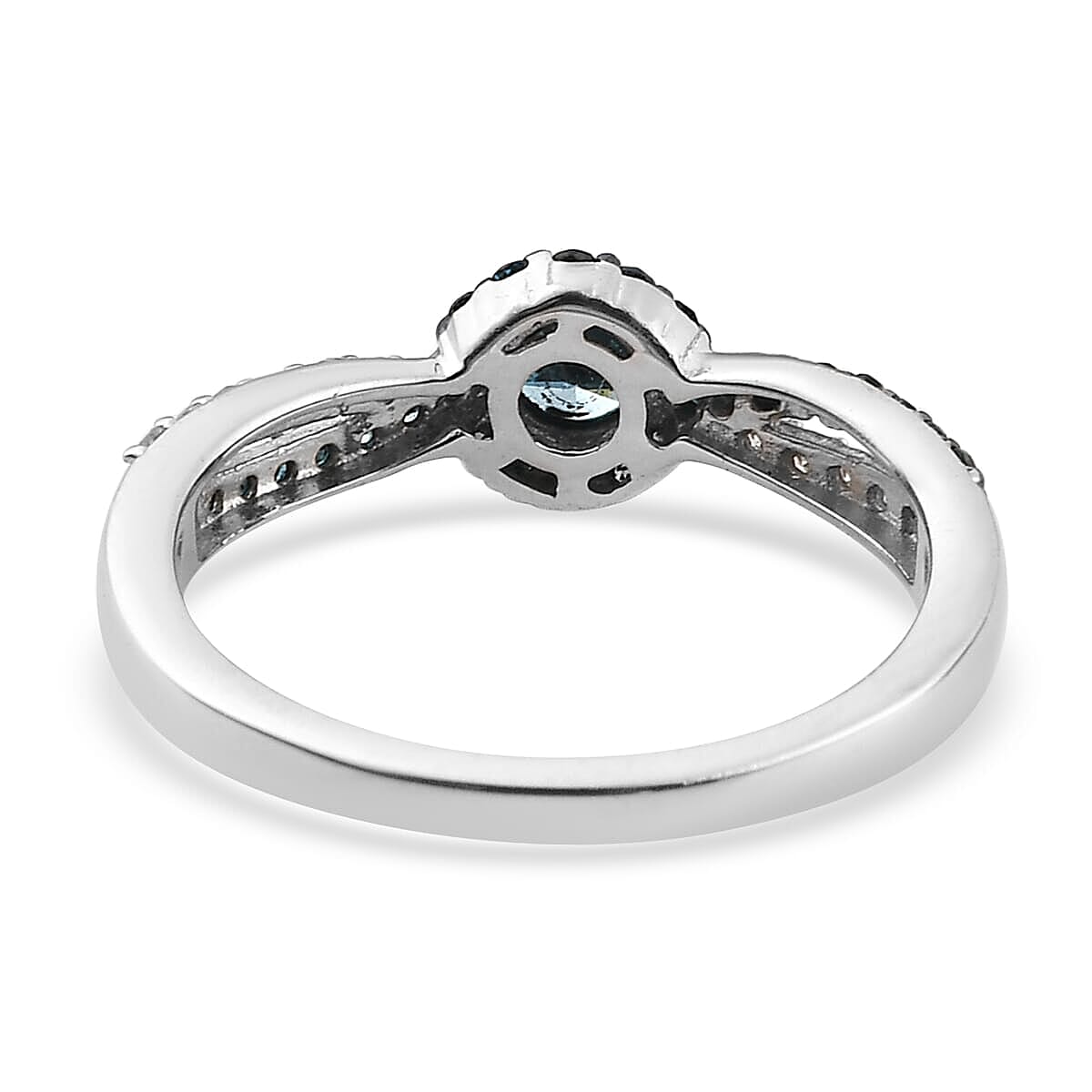 Venice Blue Diamond I1-I2 and Diamond Ring in Sterling Silver (Size 10.0) 0.50 ctw