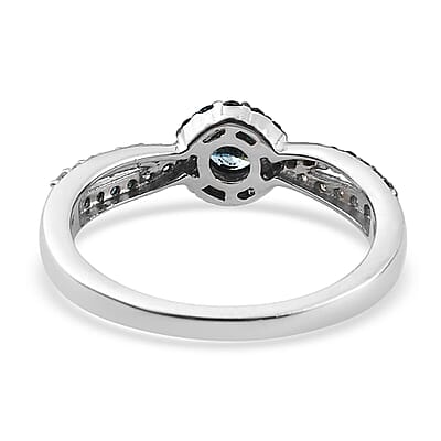 Venice Blue Diamond I1-I2 and Diamond Ring in Sterling Silver (Size 10.0) 0.50 ctw