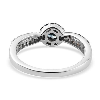 Venice Blue Diamond I1-I2 and White Diamond Ring in Sterling Silver (Size 8.0) 0.50 ctw