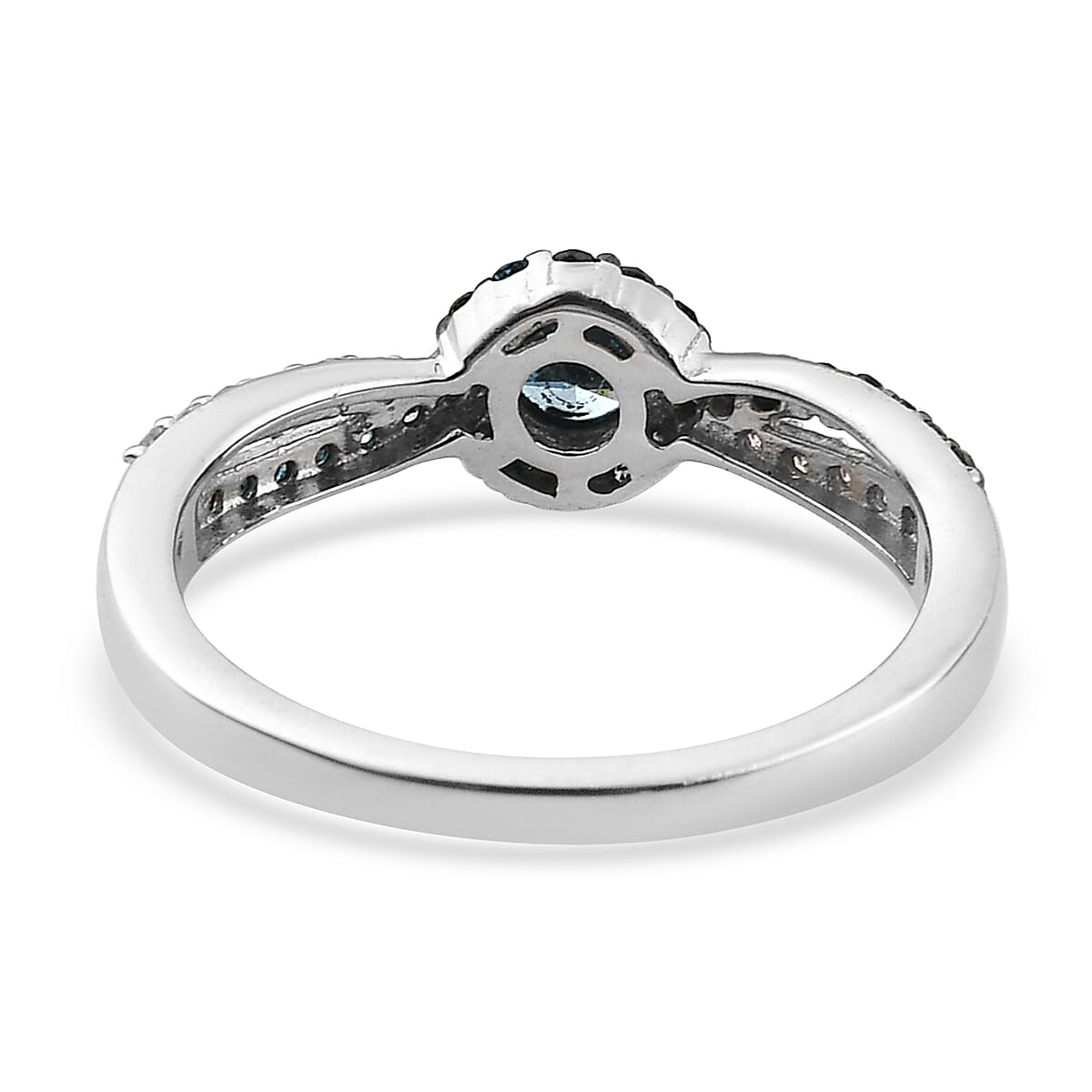Venice Blue Diamond I1-I2 and Diamond Ring in Sterling Silver (Size 9.0) 0.50 ctw