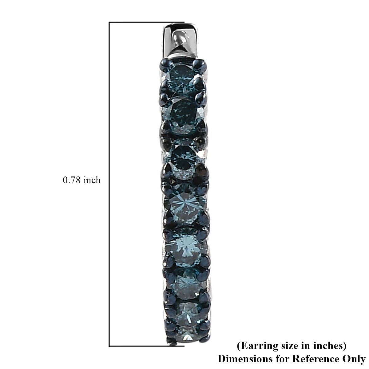 Venice Blue Diamond I1-I2 Hoop Earrings in Rhodium & Platinum Over Sterling Silver 1.00 ctw