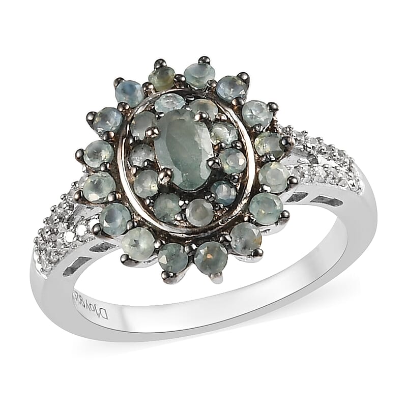 Premium Narsipatnam Alexandrite and Natural White Zircon Cocktail Ring in Platinum Over Sterling Silver (Size 10.0) 1.10 ctw