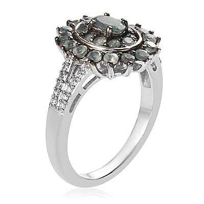 Premium Narsipatnam Alexandrite and Natural White Zircon Cocktail Ring in Platinum Over Sterling Silver (Size 10.0) 1.10 ctw