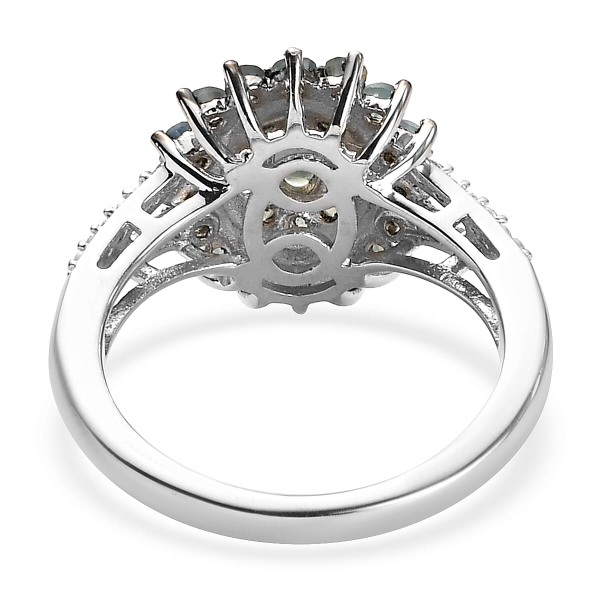 Premium Narsipatnam Alexandrite and Natural White Zircon Cocktail Ring in Platinum Over Sterling Silver (Size 10.0) 1.10 ctw