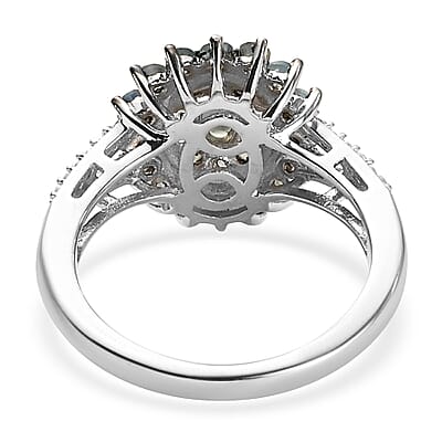 Premium Narsipatnam Alexandrite and Natural White Zircon Cocktail Ring in Platinum Over Sterling Silver (Size 10.0) 1.10 ctw