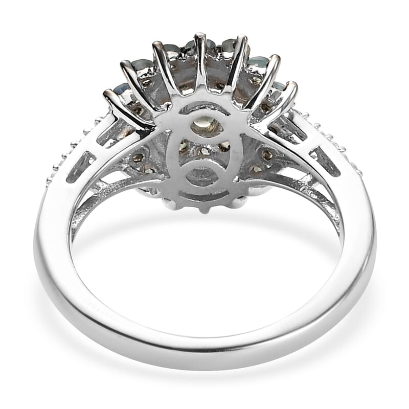 Premium Narsipatnam Alexandrite and Natural White Zircon Cocktail Ring in Platinum Over Sterling Silver (Size 10.0) 1.10 ctw