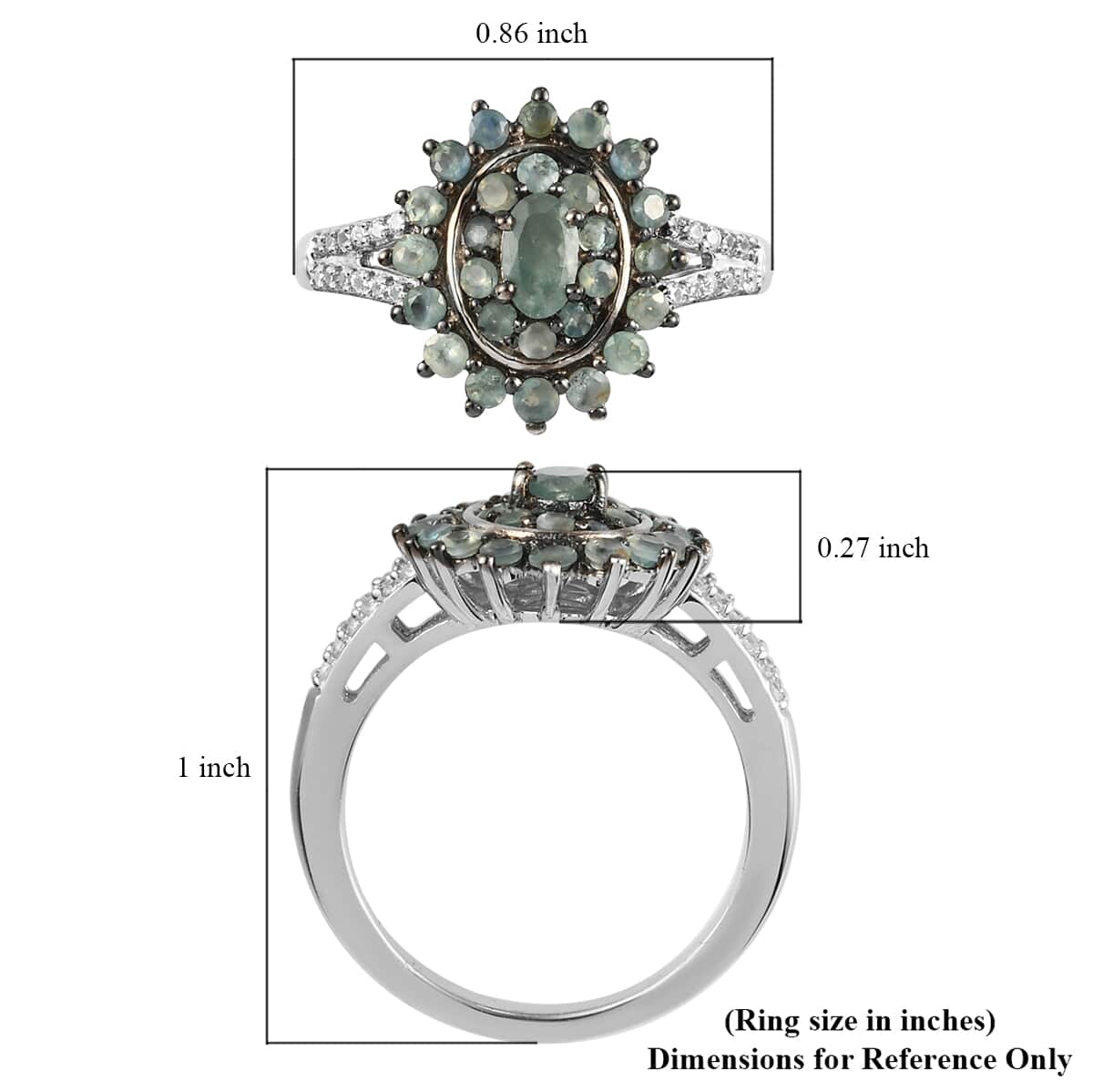 Narsipatnam Alexandrite and Natural White Zircon Cocktail Ring in Platinum Over Sterling Silver (Size 10.0) 1.10 ctw image number 5