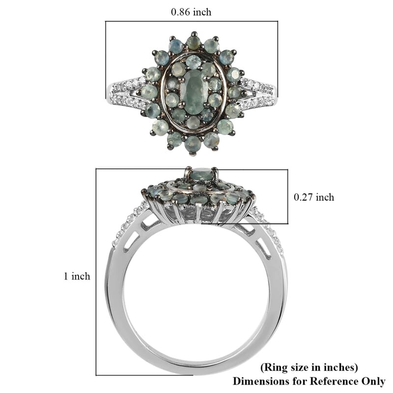 Premium Narsipatnam Alexandrite and Natural White Zircon Cocktail Ring in Platinum Over Sterling Silver (Size 10.0) 1.10 ctw