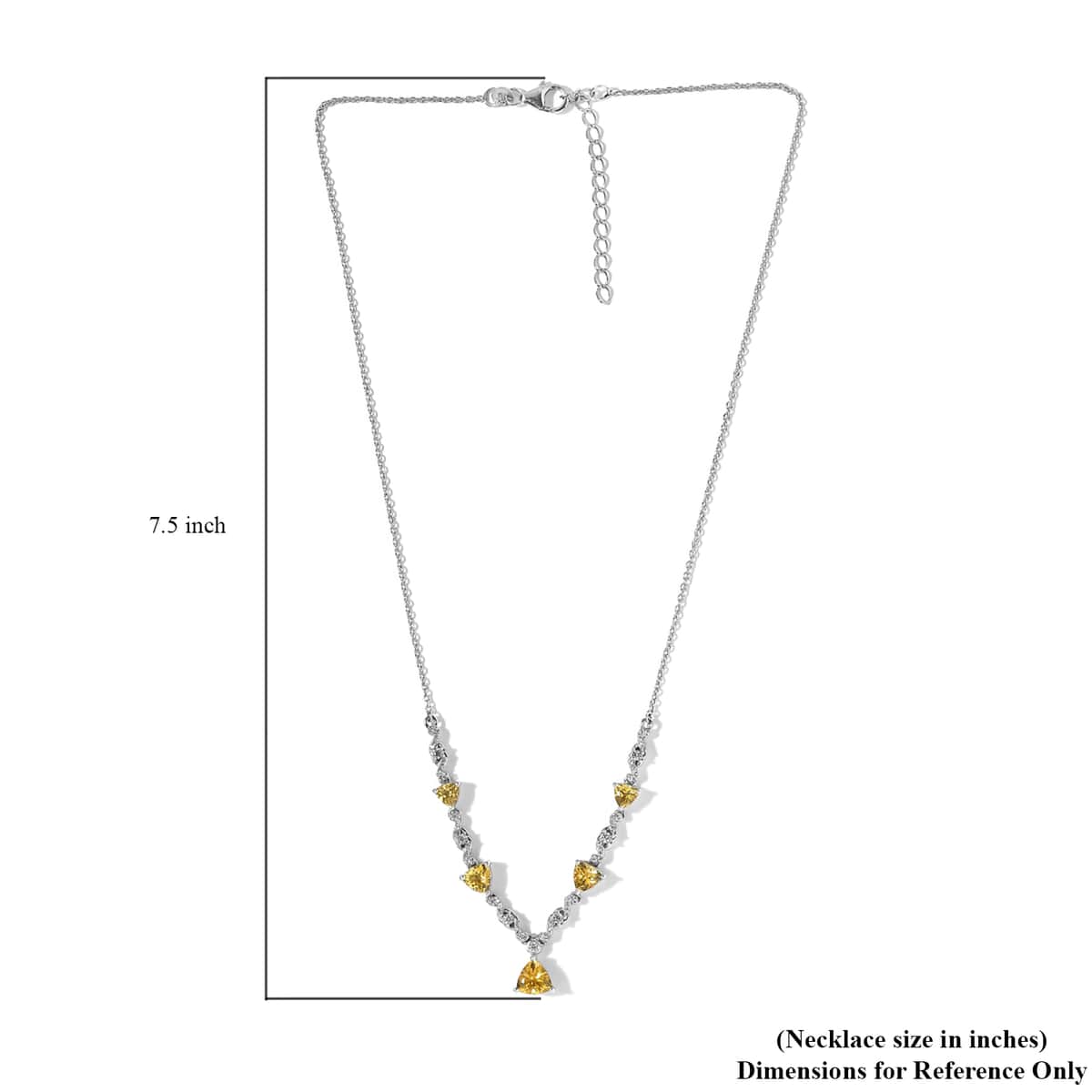 Brazilian Golden Apatite and White Zircon Necklace 18-20 Inches in Platinum Over Sterling Silver 4.15 ctw image number 5