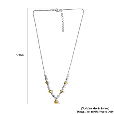 Brazilian Golden Apatite and White Zircon Necklace 18-20 Inches in Platinum Over Sterling Silver 4.15 ctw