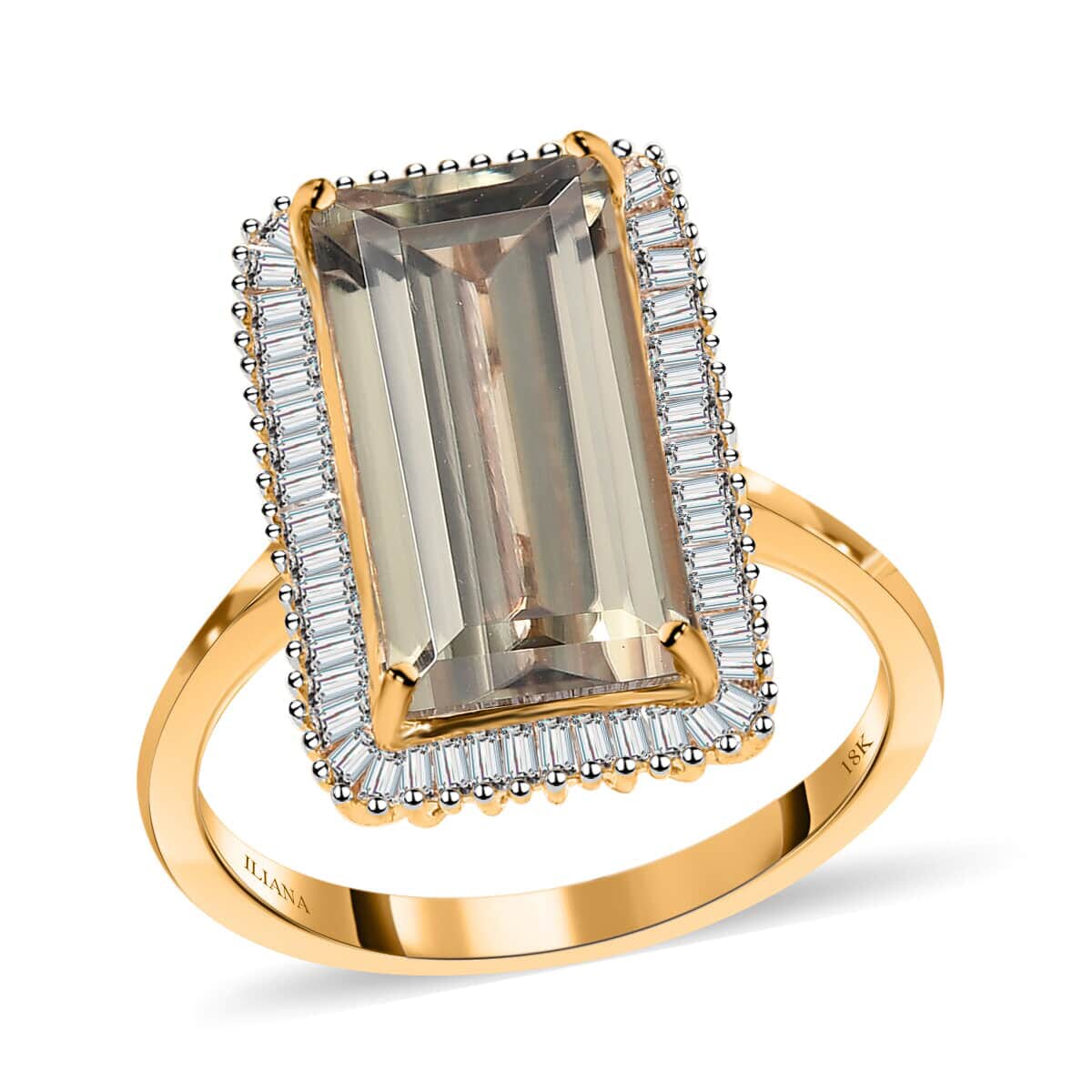 ILIANA 18K Yellow Gold AAA Turkizite and G-H SI Diamond Halo Ring 3.90 Grams 5.50 ctw image number 0