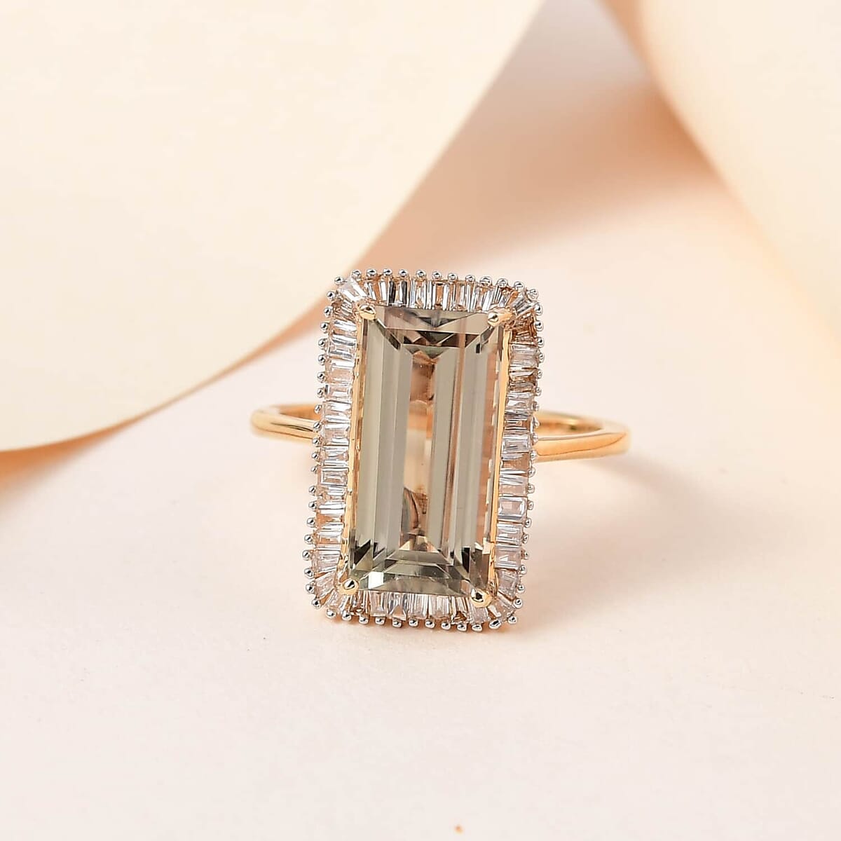 ILIANA 18K Yellow Gold AAA Turkizite and G-H SI Diamond Halo Ring 3.90 Grams 5.50 ctw image number 1