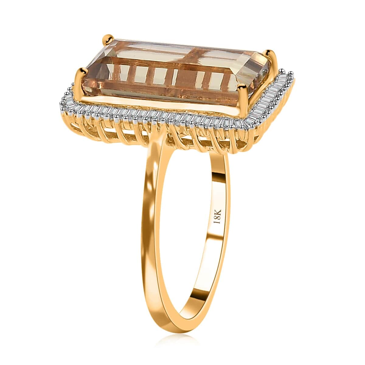 ILIANA 18K Yellow Gold AAA Turkizite and G-H SI Diamond Halo Ring 3.90 Grams 5.50 ctw image number 3