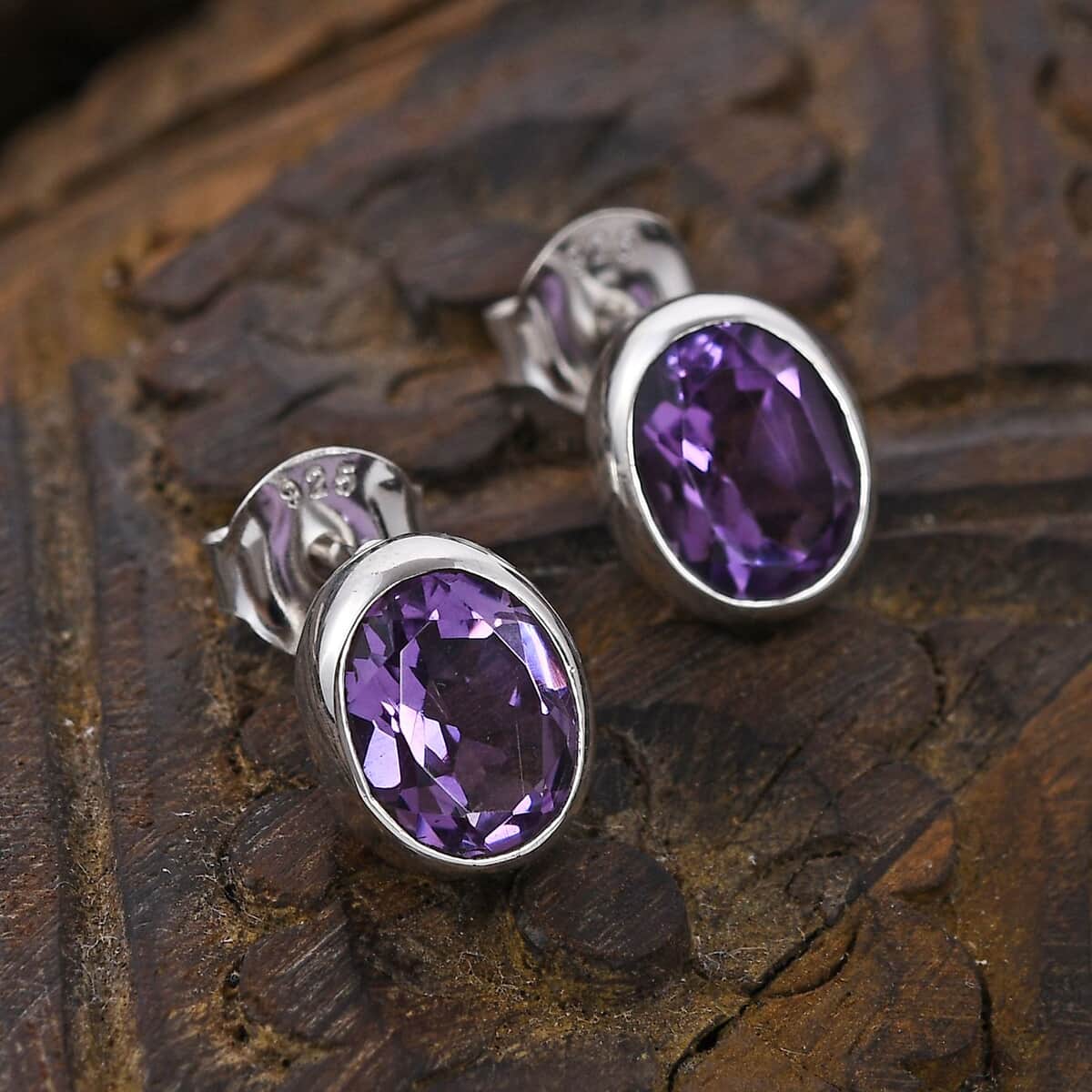 Mother’s Day Gift Bali Legacy Amethyst Stud Earrings in Sterling Silver 0.40 ctw image number 1