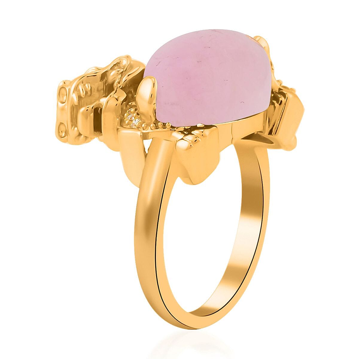 Kunzite and Simulated Diamond Pixiu Ring in Goldtone 6.10 ctw image number 3