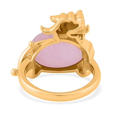 Kunzite and Simulated Diamond Pixiu Ring in Goldtone (Size 10.0) 6.10 ctw