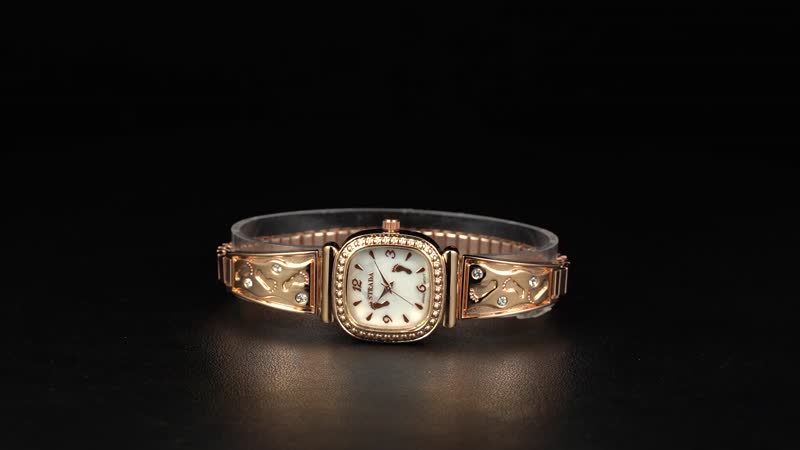 Strada Japanese Movement Simulated MOP Dial Watch in Rosetone and Stainless Steel