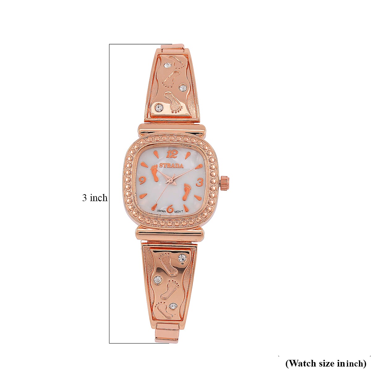 Foot Print in the Sand Strada Japanese Movement Simulated MOP Dial Watch in Rosetone and Stainless Steel image number 7