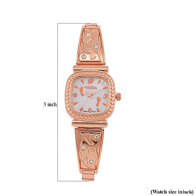 Foot Print in the Sand Strada Japanese Movement Simulated MOP Dial Watch in Rosetone and Stainless Steel