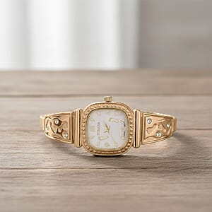 Foot Print in the Sand Strada Japanese Movement Simulated MOP Dial Watch in Goldtone and Stainless Steel