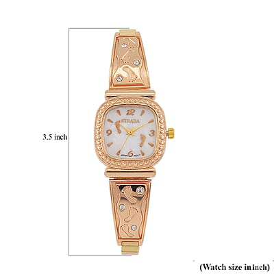 Foot Print in the Sand Strada Japanese Movement Simulated MOP Dial Watch in Goldtone and Stainless Steel