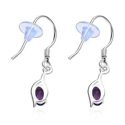 African Amethyst Fish Hook Earrings in Sterling Silver 0.83 ctw