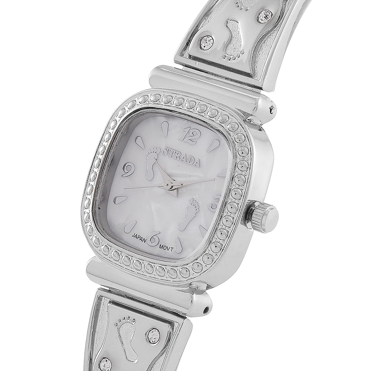 Foot Print in the Sand Strada Japanese Movement Simulated MOP Dial Watch in Silverstone and Stainless Steel image number 3