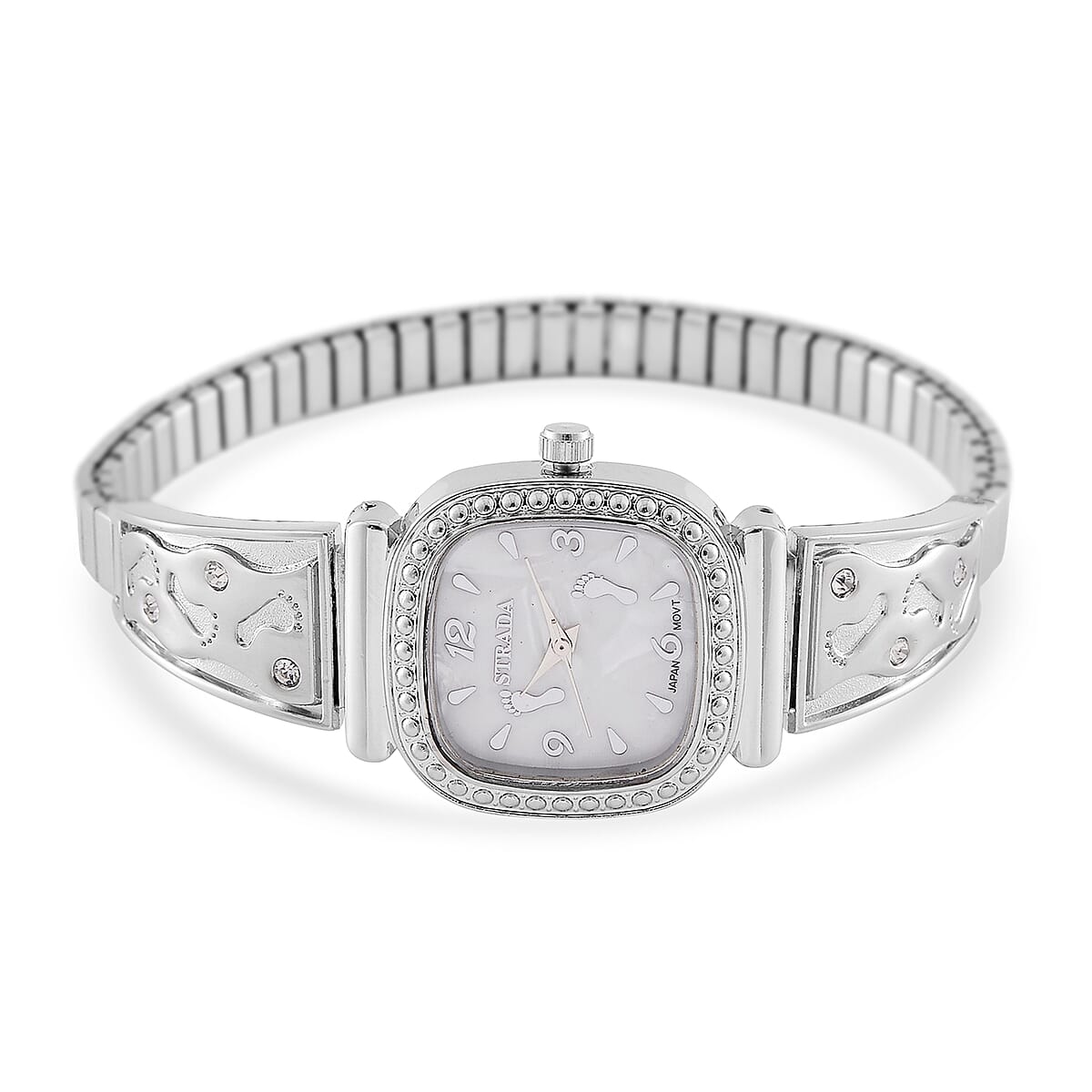 Foot Print in the Sand Strada Japanese Movement Simulated MOP Dial Watch in Silverstone and Stainless Steel image number 4