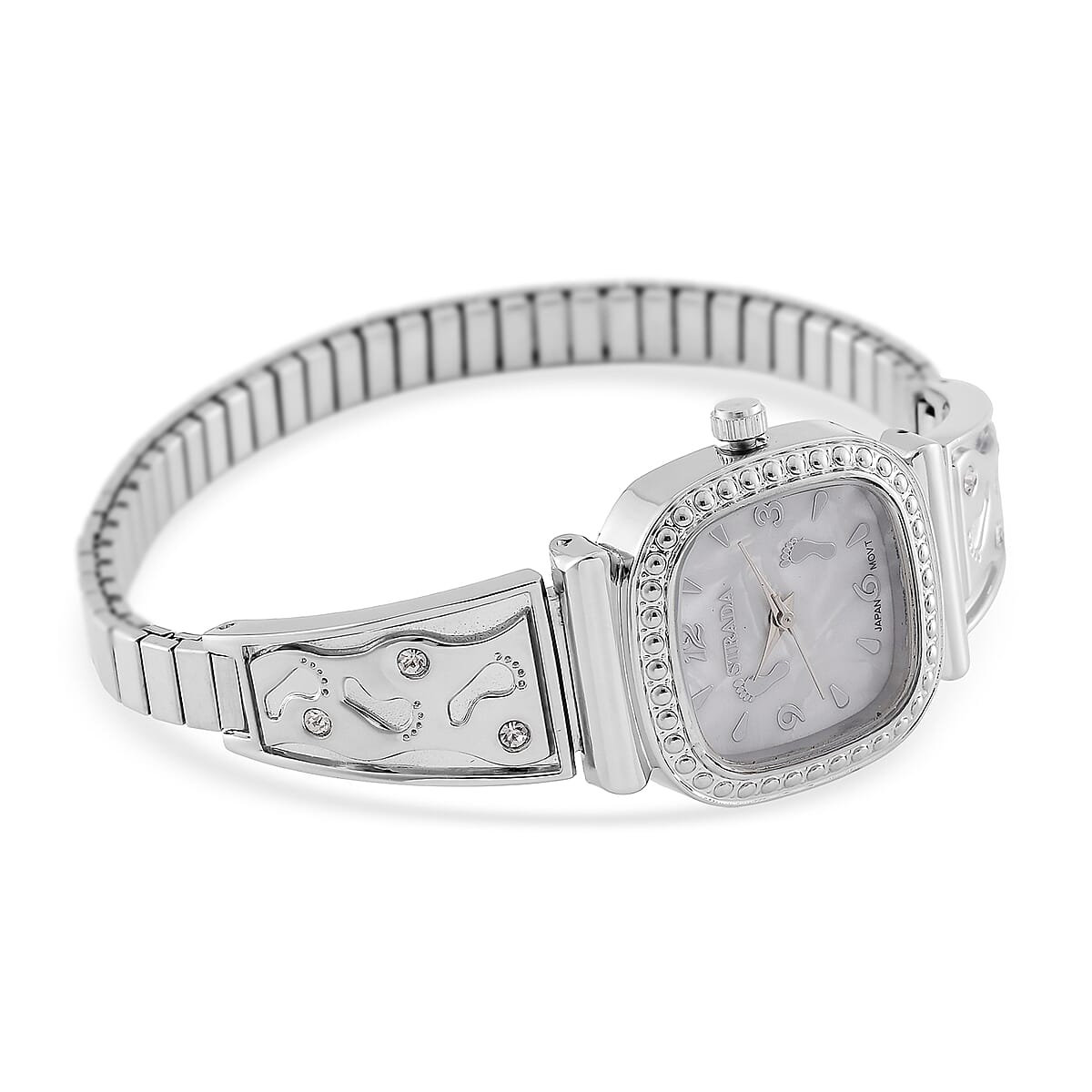 Foot Print in the Sand Strada Japanese Movement Simulated MOP Dial Watch in Silverstone and Stainless Steel image number 6