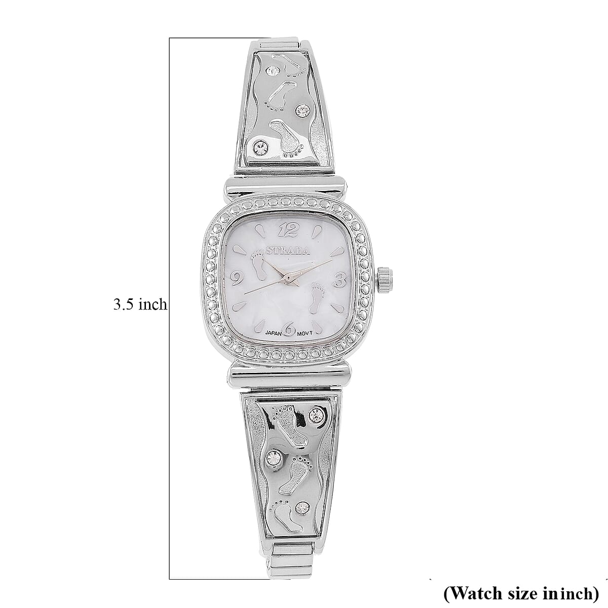 Foot Print in the Sand Strada Japanese Movement Simulated MOP Dial Watch in Silverstone and Stainless Steel image number 7