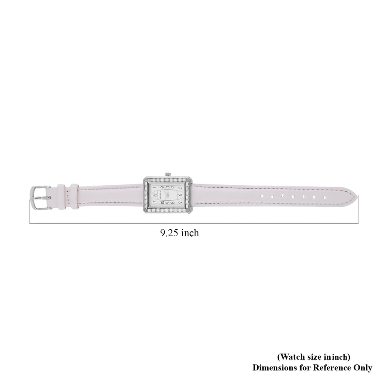 Strada Japanese Movement White Austrian Crystal Watch in Silvertone with White Faux Leather Strap (6.25-7.75 Inches) (25.4x33mm) image number 7