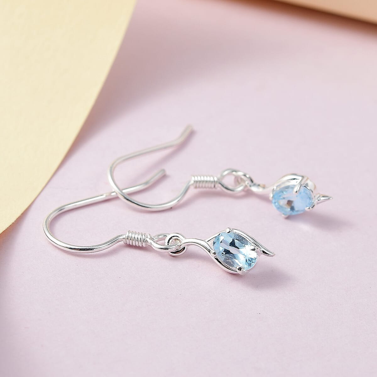 Sky Blue Topaz Fish Hook Earrings in Sterling Silver 1.00 ctw image number 1