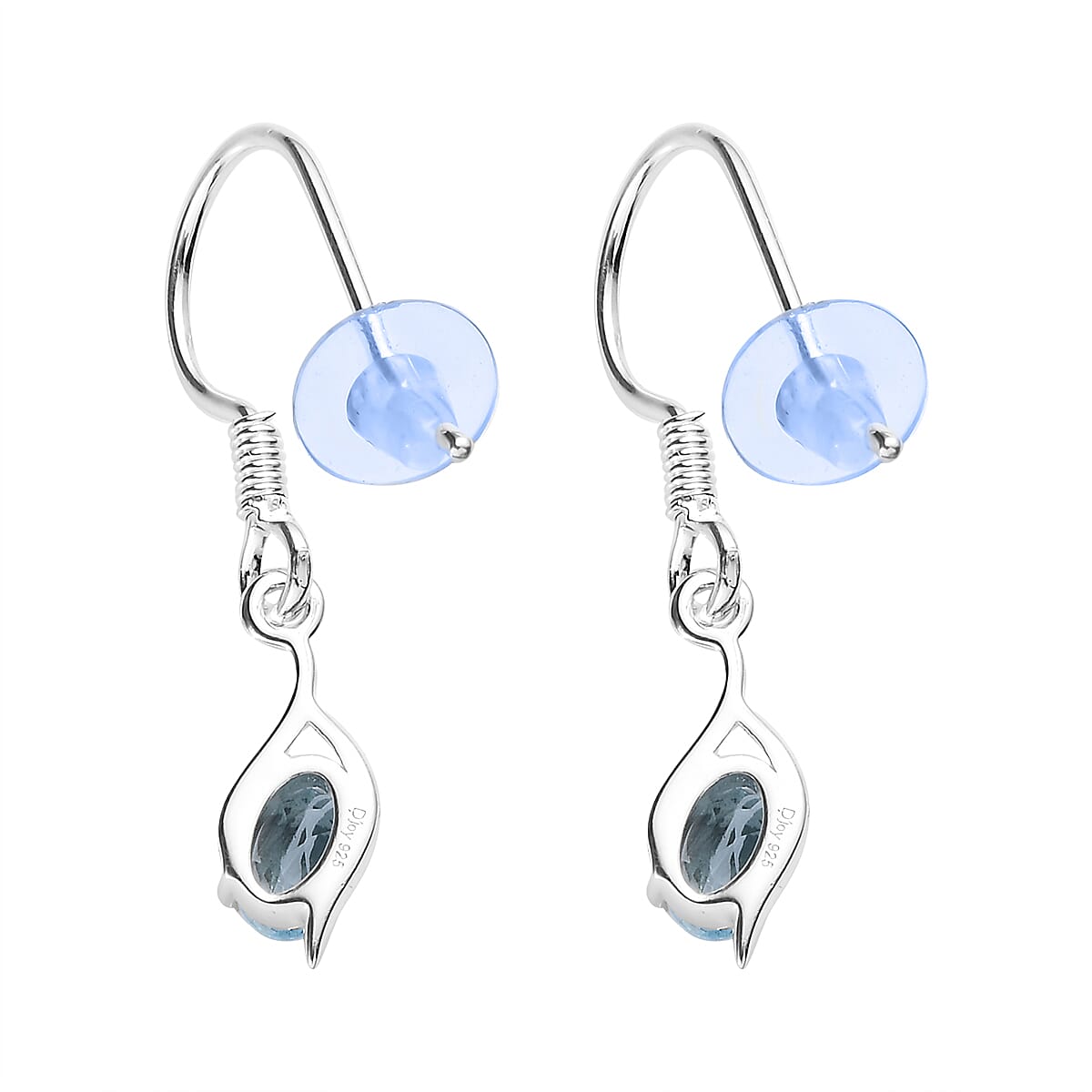 Sky Blue Topaz Fish Hook Earrings in Sterling Silver 1.00 ctw image number 3