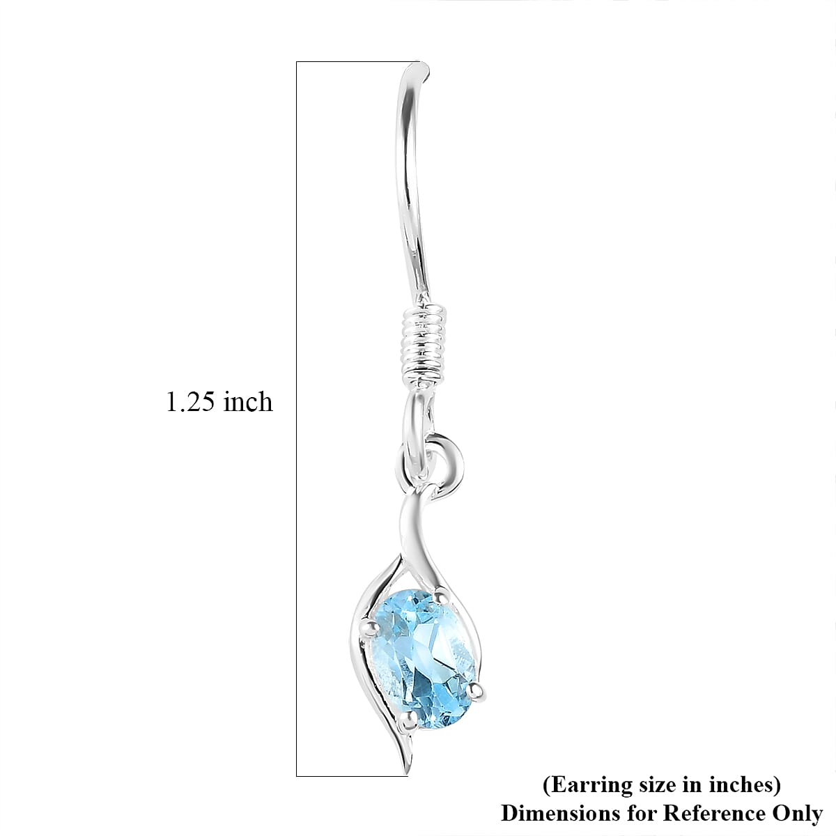 Sky Blue Topaz Fish Hook Earrings in Sterling Silver 1.00 ctw image number 4