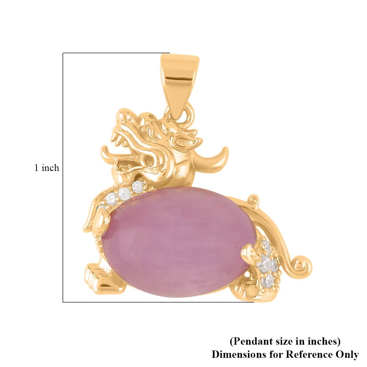 Kunzite and Simulated Diamond Pixiu Pendant in Goldtone 6.10 ctw image number 5