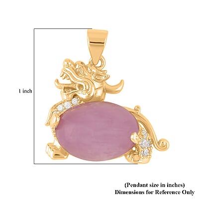 Kunzite and Simulated Diamond Pixiu Pendant in Goldtone 6.10 ctw