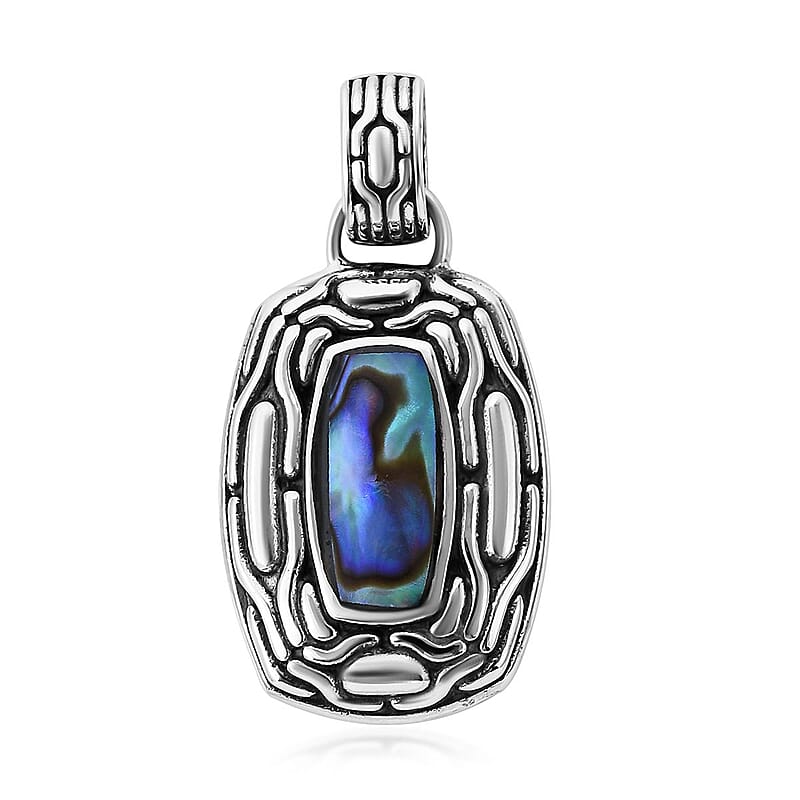 Bali Legacy Abalone Shell Snake Inspired Pendant in Sterling Silver