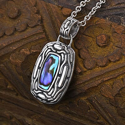 Bali Legacy Abalone Shell Snake Inspired Pendant in Sterling Silver