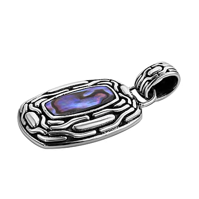 Bali Legacy Abalone Shell Snake Inspired Pendant in Sterling Silver