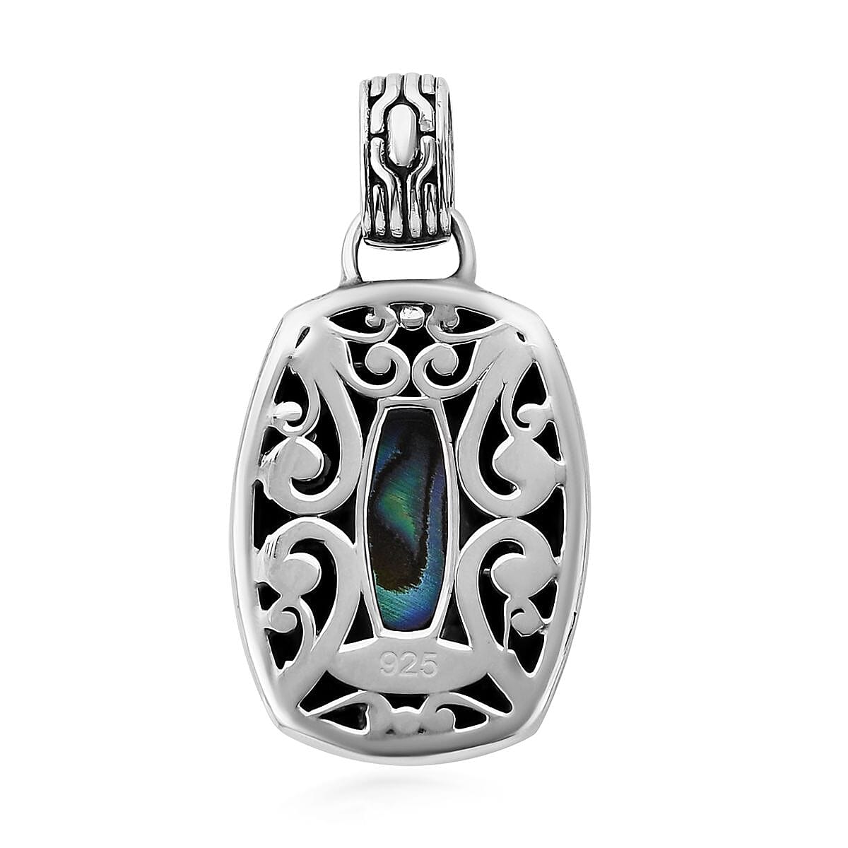 Bali Legacy Abalone Shell Snake Inspired Pendant in Sterling Silver