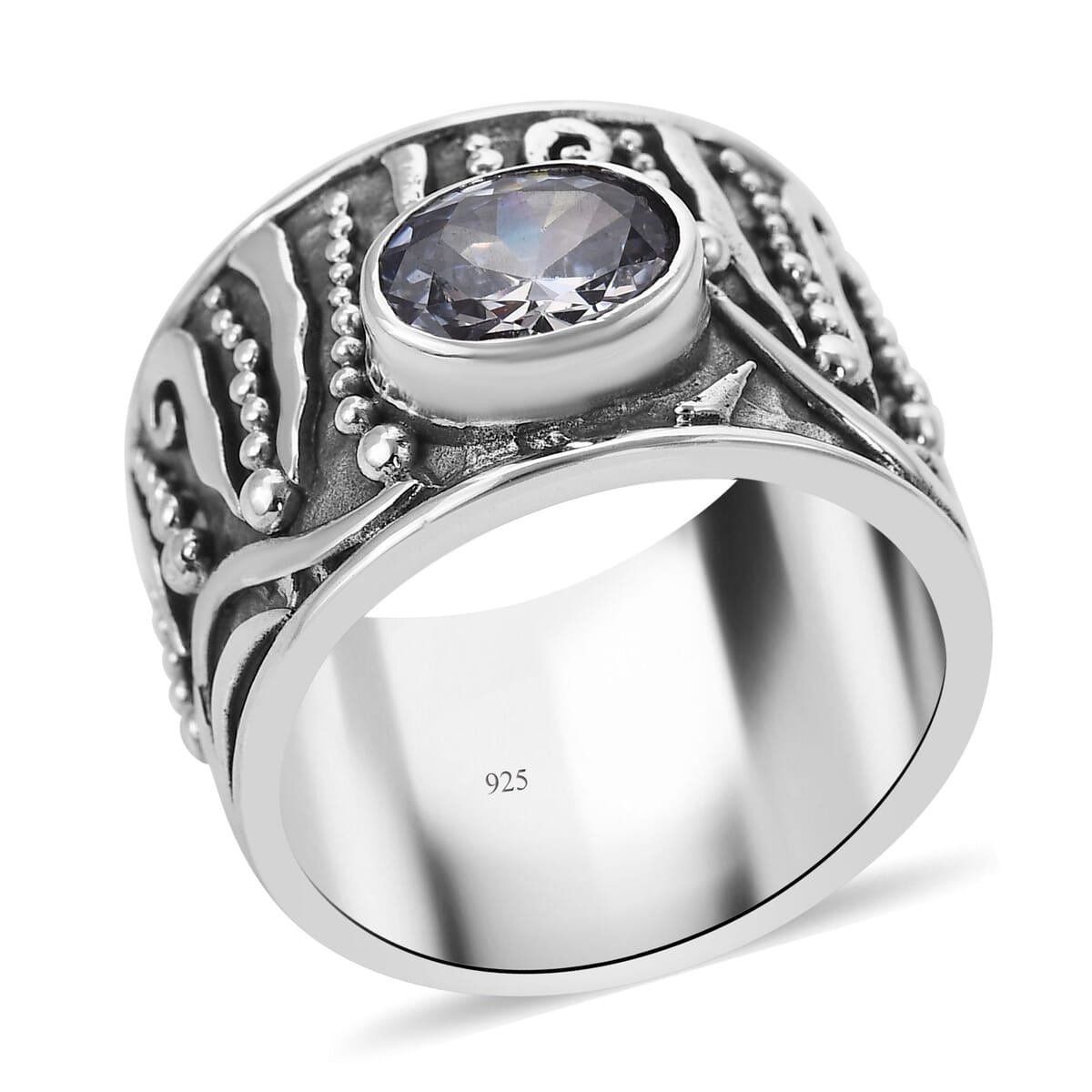 BALI LEGACY Simulated Diamond Ring in Sterling Silver (Size 6.0) (9.50 g) 0.40 ctw image number 0