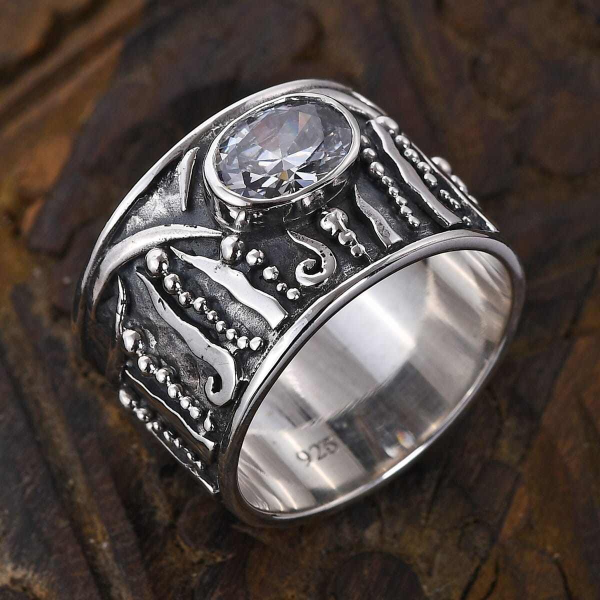 BALI LEGACY Simulated Diamond Ring in Sterling Silver (Size 6.0) (9.50 g) 0.40 ctw image number 1
