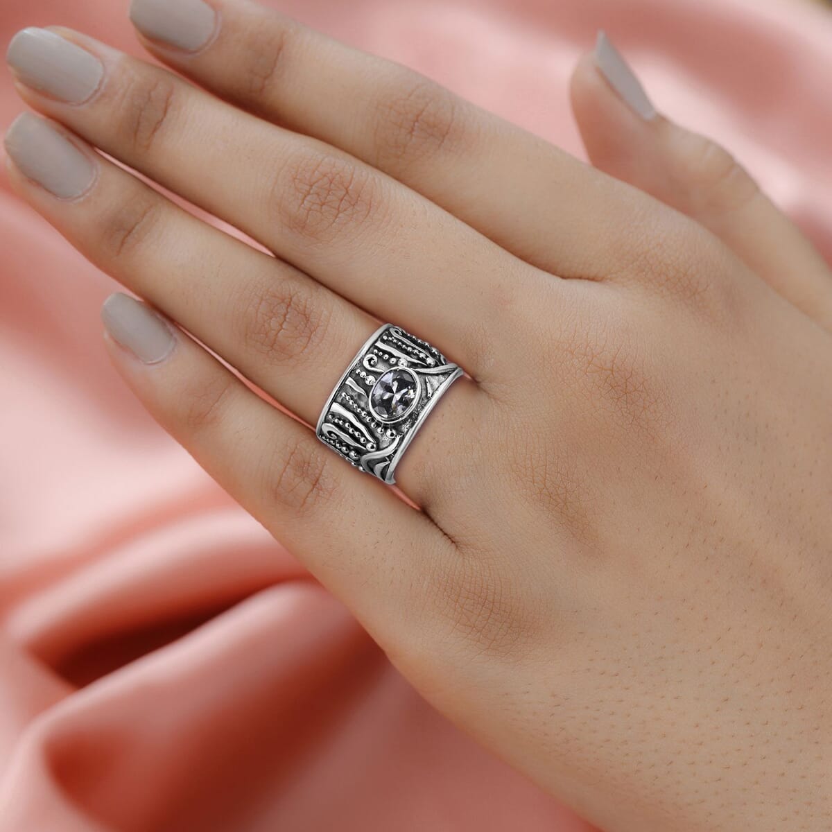 BALI LEGACY Simulated Diamond Ring in Sterling Silver (Size 6.0) (9.50 g) 0.40 ctw image number 2