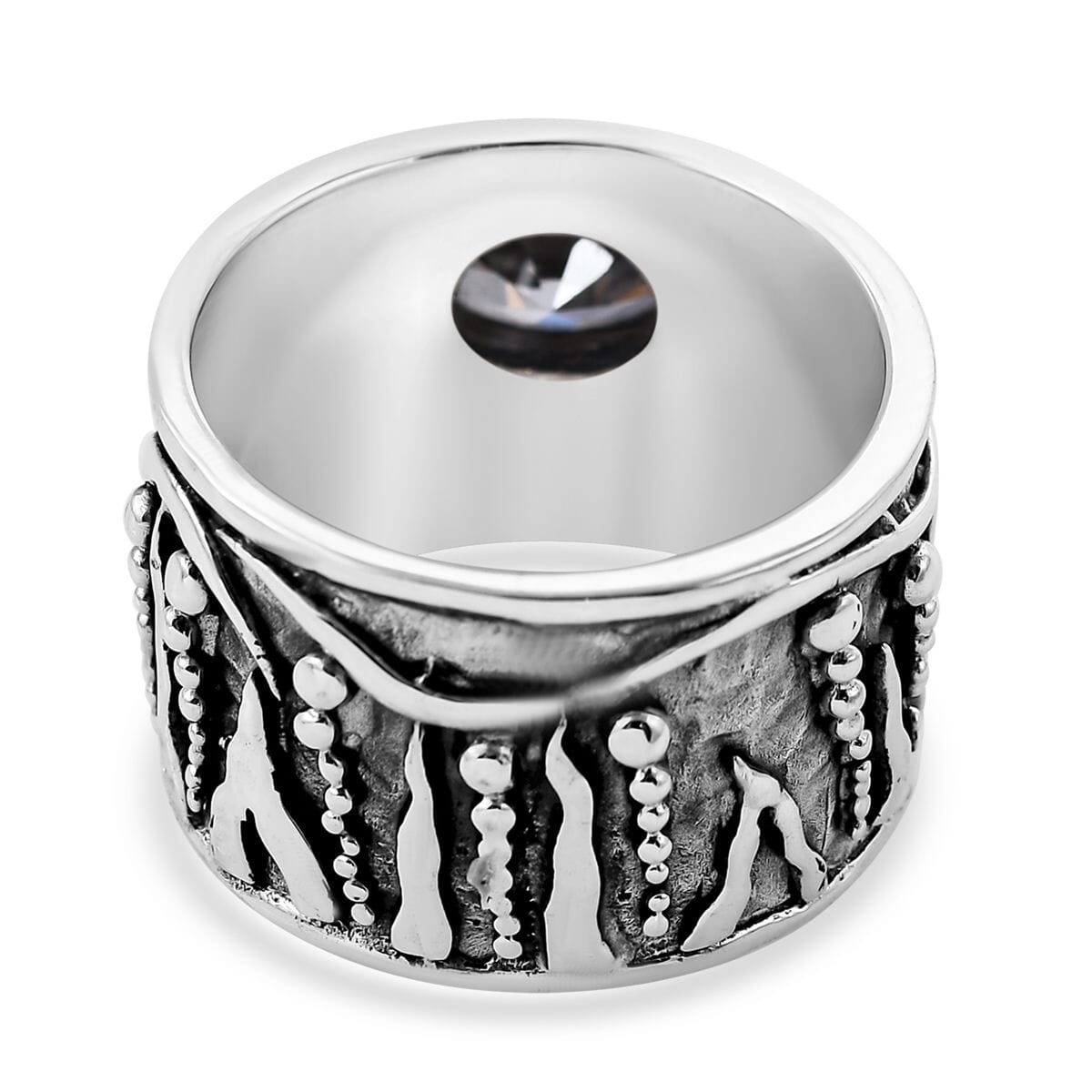 BALI LEGACY Simulated Diamond Ring in Sterling Silver (Size 6.0) (9.50 g) 0.40 ctw image number 4