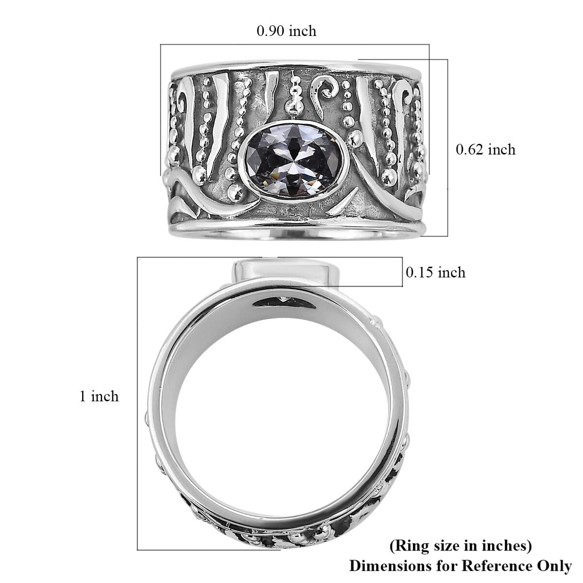 BALI LEGACY Simulated Diamond Ring in Sterling Silver (Size 6.0) (9.50 g) 0.40 ctw image number 5