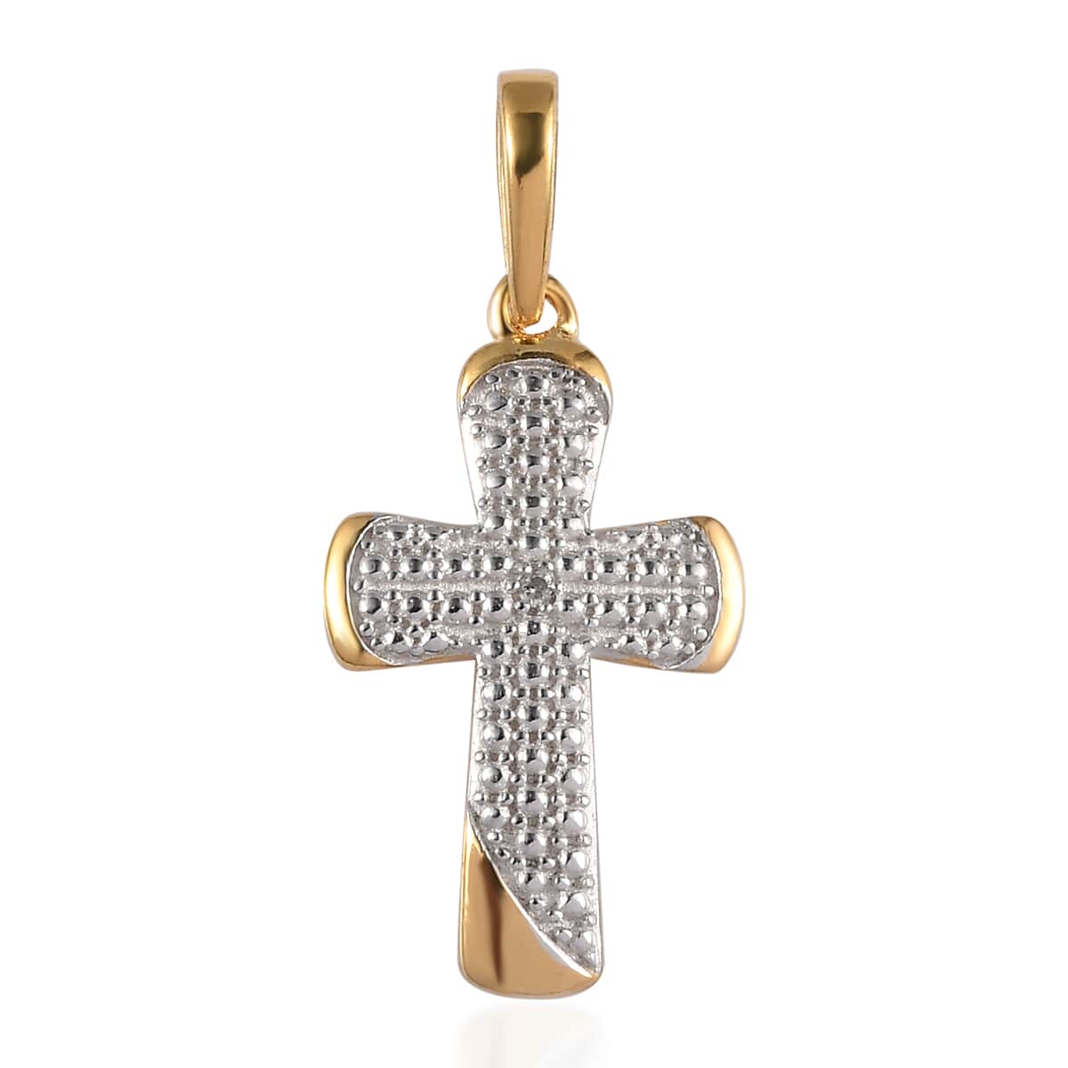 Diamond Accent Cross Pendant in 14K Yellow Gold Over and Sterling Silver image number 0