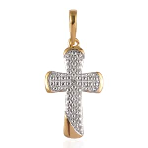 Diamond Accent Cross Pendant in 14K Yellow Gold Over and Sterling Silver