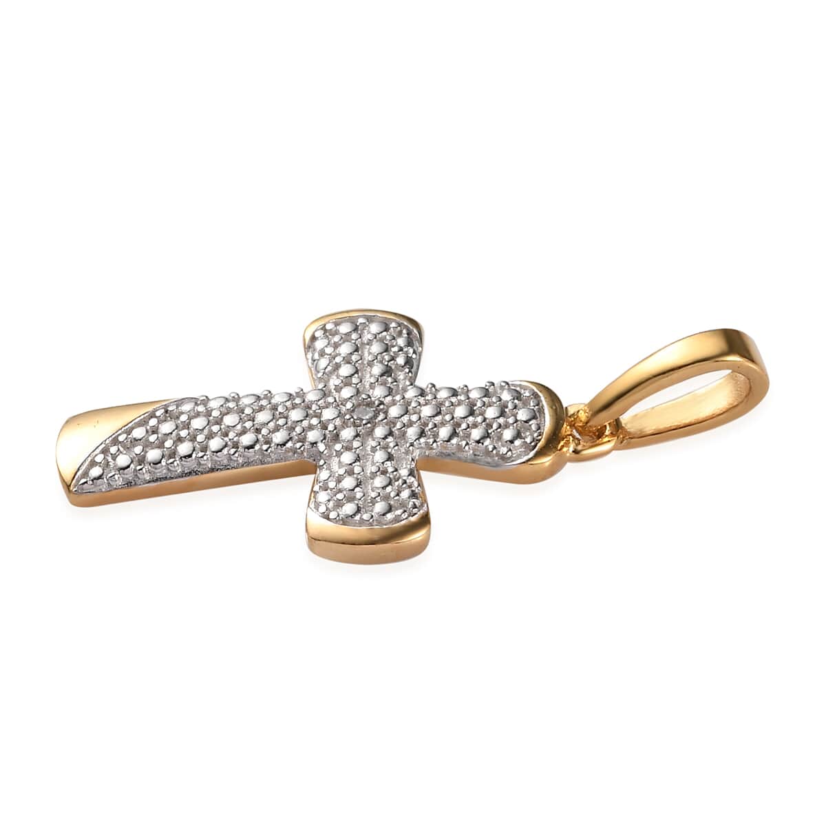 Diamond Accent Cross Pendant in 14K Yellow Gold Over and Sterling Silver image number 3