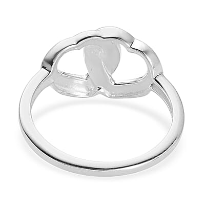 Diamond Accent Double Heart Link Ring in Sterling Silver (Size 10.0)